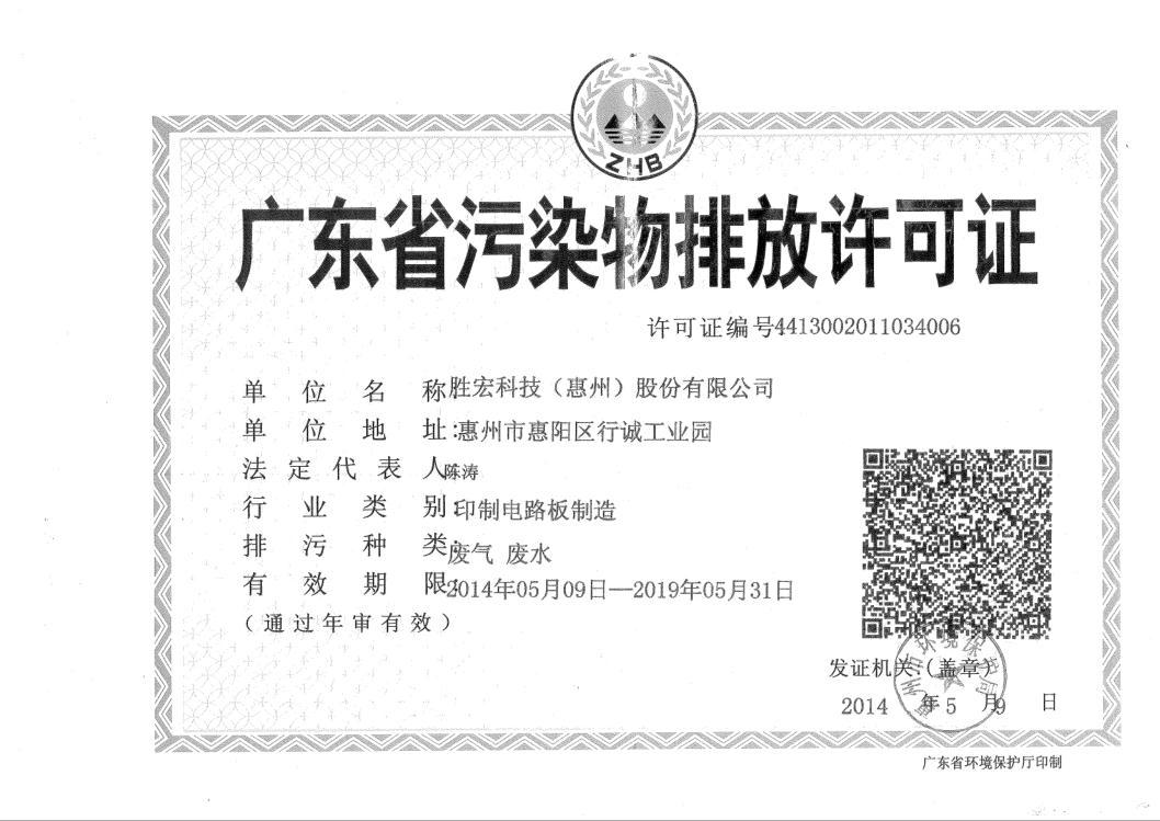 信息公开：金年会科技2015-2019年排污许可证